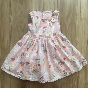 Floral Pink Bunny Print Sleeveless Dress Size 9 Months